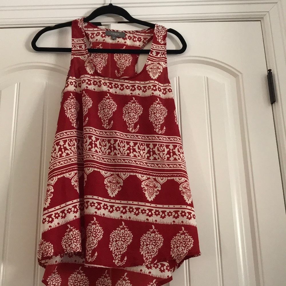 Red and white tank